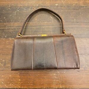 Vintage lizard leather handbag